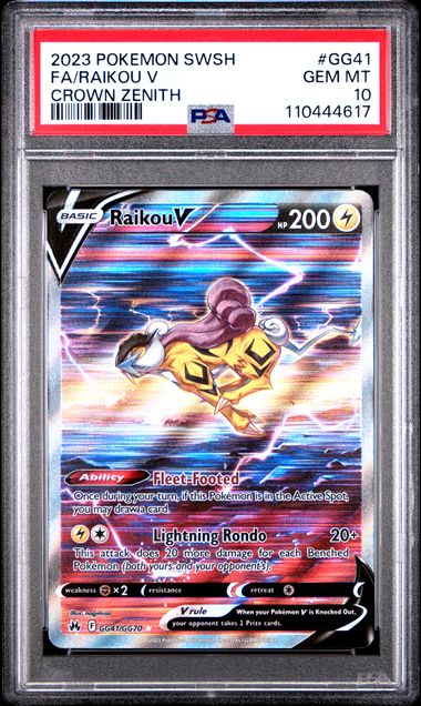CardinalCore — Raikou V Pokemon Crown Zenith Galarian Gallery #GG41/GG70 PSA 10 – Official Pokemon TCG Product