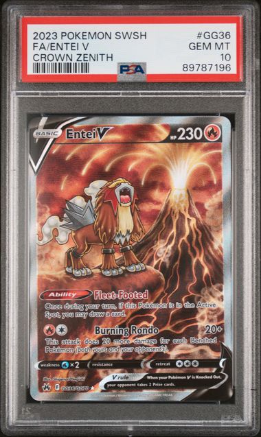 CardinalCore — Entei V Pokemon Crown Zenith Galarian Gallery #GG36/GG70 PSA 10 – Official Pokemon TCG Product