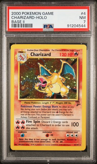 CardinalCore — Charizard 2000 Pokemon Base Set 2 Holo #4/130 PSA 7 – Official Pokemon TCG Product