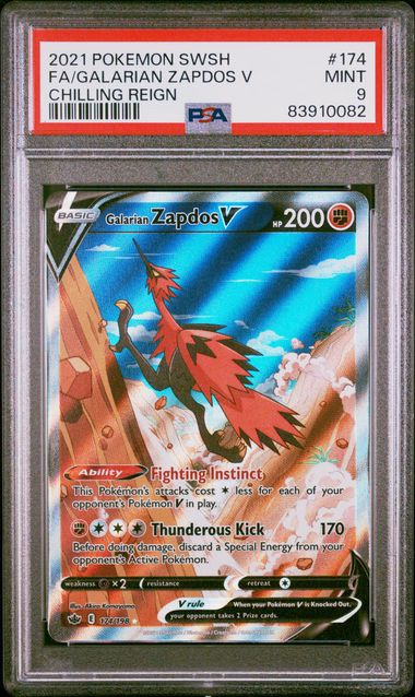CardinalCore — Galarian Zapdos V Pokemon Chilling Reign Alternate Art #174/198 PSA 9 – Official Pokemon TCG Product