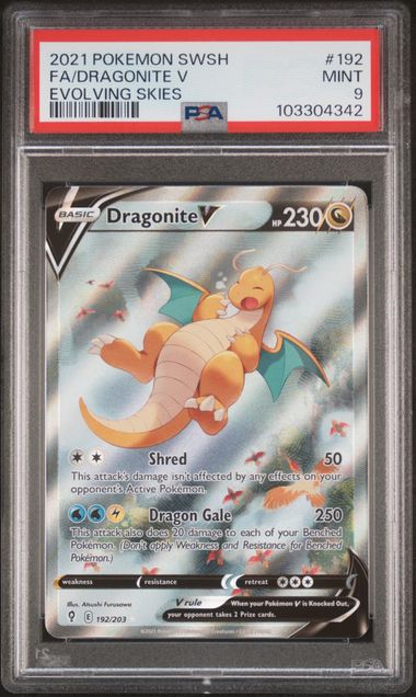 CardinalCore — 2021 Pokemon Sword Shield Dragonite V Evolving Skies Full Art #192 PSA 9 – Official Pokemon TCG Product