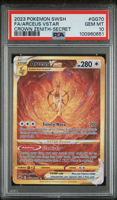 CardinalCore — Arceus Vstar Pokemon Crown Zenith Gold Galarian Galley Secret Rare #GG70/GG70 PSA 10 – Official Pokemon TCG Product