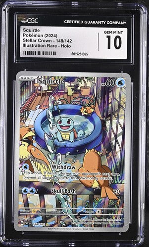 CardinalCore — Squirtle Illustration Rare 2024 Pokemon Stellar Crown holo 148/142 CGC 10 – Official Pokemon TCG Product