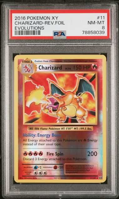 CardinalCore — Charizard 2016 Pokemon XY Evolutions Reverse Holo #11/108 PSA 8 – Official Pokemon TCG Product