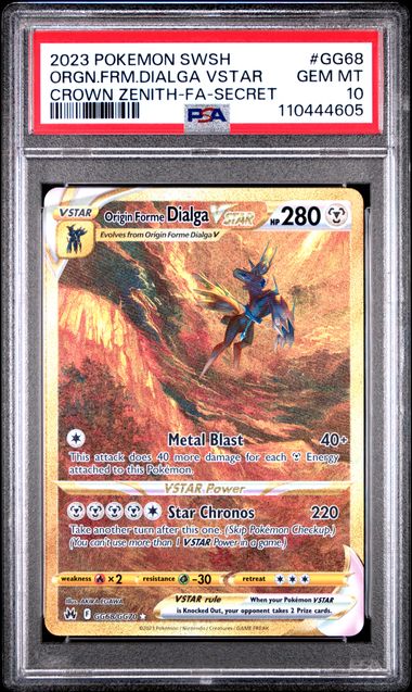 CardinalCore — Dialga Vstar Pokemon Crown Zenith Galarian Gallery Gold Secret Rare #GG68/GG70 PSA 10 – Official Pokemon TCG Product