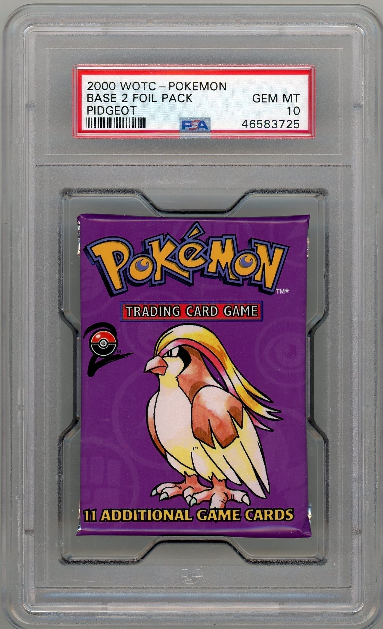 CardinalCore — Pokemon 2000 WOTC Base Set 2 Foil Pack Pidgeot PSA 10 – Official Pokemon TCG Product