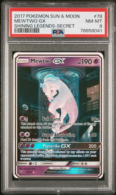 CardinalCore — Mewtwo GX Pokemon Shining Legends Secret Rare #78/73 PSA 8 (Test Tube) – Official Pokemon TCG Product