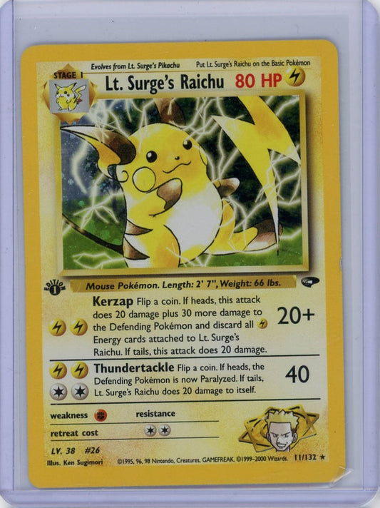 CardinalCore — Lt. Surge's Raichu Pokemon Gym Challenge 1st Edition Holo #11/132 – Official Pokemon TCG Product