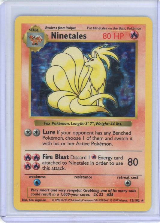 CardinalCore — Ninetales 1999 Pokemon Base Set Shadowless Holo #12/102 (Black Flame) – Official Pokemon TCG Product