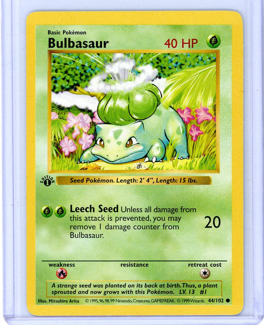CardinalCore — Bulbasaur 1999 Pokemon Base Set 1st Edition Shadowless #44/102 – Official Pokemon TCG Product