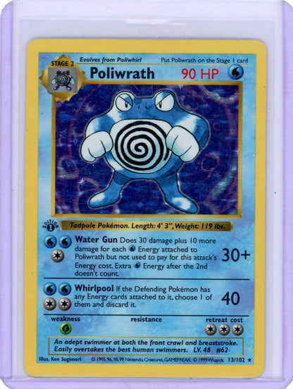 CardinalCore — Poliwrath 1999 Pokemon Base Set 1st Edition Holo #13/102 – Official Pokemon TCG Product