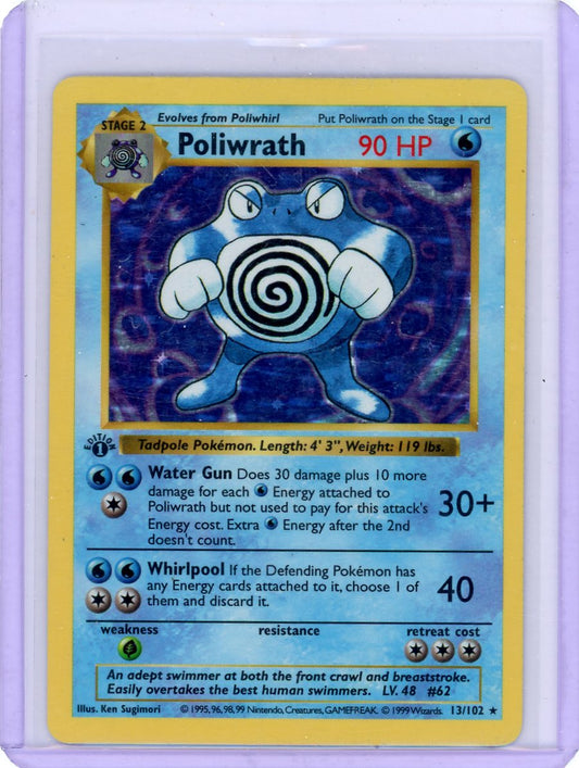 CardinalCore — Poliwrath 1999 Pokemon Base Set 1st Edition Holo #13/102 – Official Pokemon TCG Product