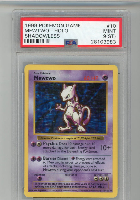 CardinalCore — Mewtwo 1999 Pokemon Game Shadowless Holo PSA 9 (ST) – Official Pokemon TCG Product