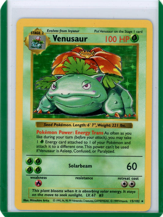 CardinalCore — Venusaur 1999 Pokemon Base Set Shadowless Holo #15/102 – Official Pokemon TCG Product