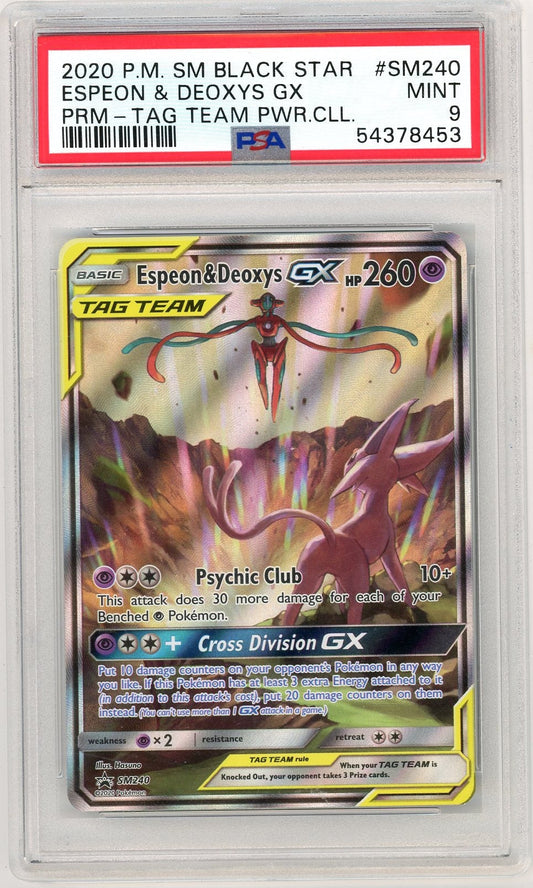 CardinalCore — Espeon & Deoxys GX Pokemon Black Star Promo #SM240 PSA 9 – Official Pokemon TCG Product