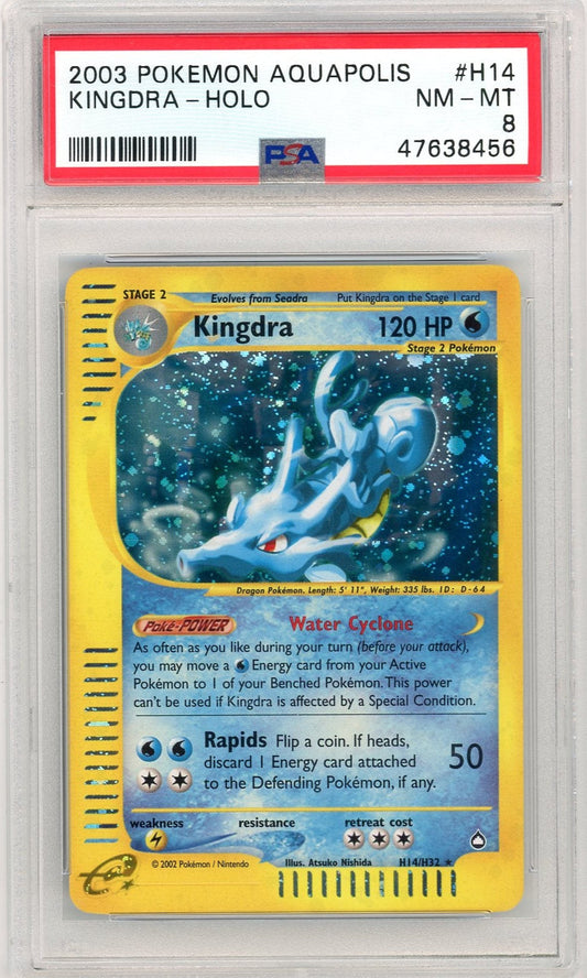 CardinalCore — Kingdra 2003 Pokemon Aquapolis Holo #H14/H32 PSA 8 – Official Pokemon TCG Product