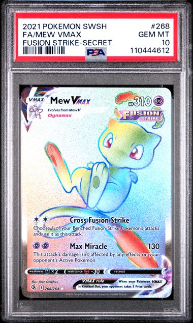 CardinalCore — Mew Vmax Pokemon Fusion Strike Rainbow Secret Rare #268/264 PSA 10 – Official Pokemon TCG Product