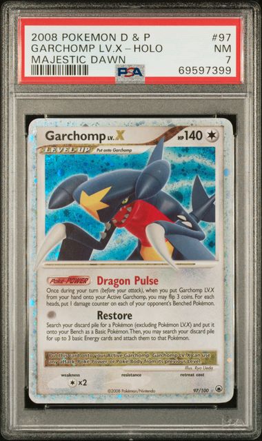 CardinalCore — Garchomp Lv.X Pokemon Diamond & Pearl Majestic Dawn Holo #97/100 PSA 7 – Official Pokemon TCG Product