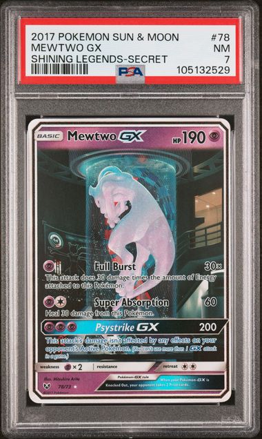 CardinalCore — Mewtwo GX Pokemon Shining Legends Secret Rare #78/73 PSA 7 – Official Pokemon TCG Product